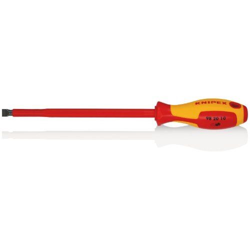  Schraubendreher für Schlitzschrauben KNIPEX 98 20 10 Schraubendreher für Schlitzschrauben isolierender Mehrkomponenten-Griff, VDE-geprüft brüniert 320 mm 12381334