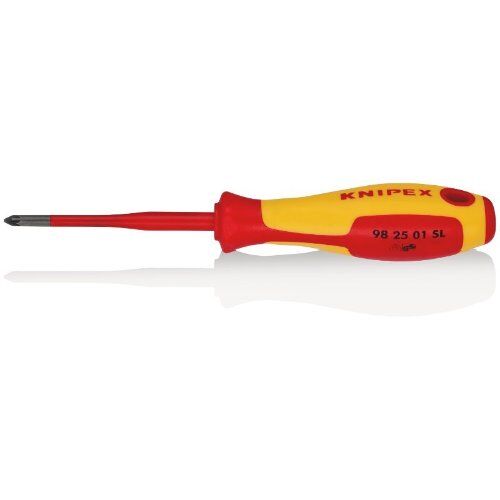  Schraubendreher (Slim) für Kreuzschlitzschrauben Phillips® KNIPEX 98 25 01 SL Schraubendreher (Slim) für Kreuzschlitzschrauben Pozidriv® isolierender Mehrkomponenten-Griff, VDE-geprüft brüniert 187 mm 12381420
