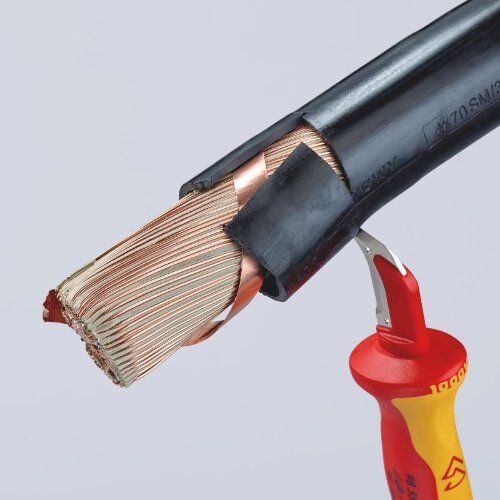  Abmantelungsmesser mit Gleitschuh KNIPEX 98 55 Abmantelungsmesser mit Gleitschuh isolierender Mehrkomponenten-Griff, VDE-geprüft 180 mm 12381466