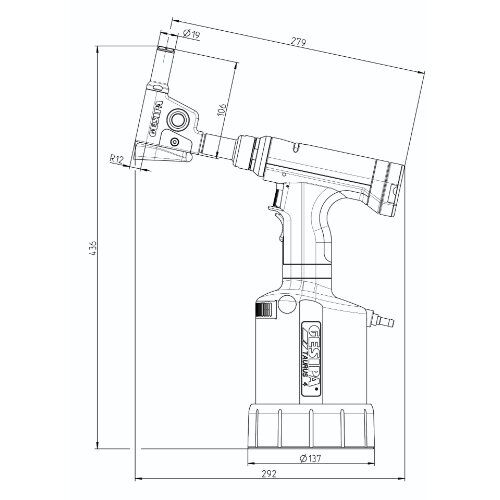  Crimpsortimente Schließringbolzen-Setzgerät TAURUS 4 mit Winkelkopf compact 90° für 6,4 mm C6L* (* Eingetragene Markenzeichen der Firma Alcoa Fastening Systems) 12381574