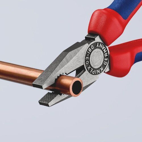  Kombizangen KNIPEX 03 02 180 Kombizange mit Mehrkomponenten-Hüllen schwarz atramentiert 180 mm 12380251