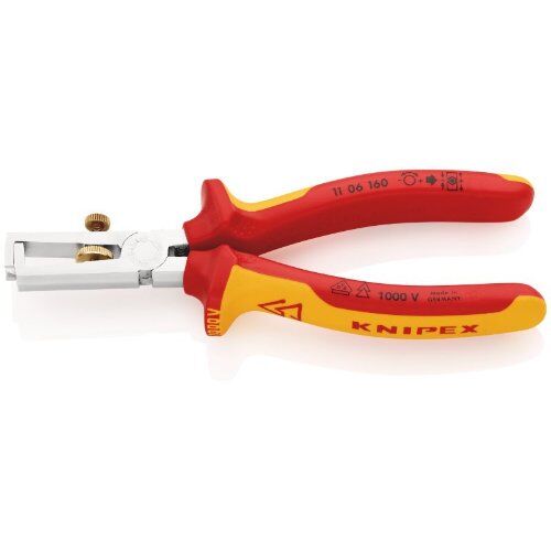  Abisolierzangen universal KNIPEX 11 06 160 Abisolierzange mit Öffnungsfeder, universal isoliert mit Mehrkomponenten-Hüllen, VDE-geprüft verchromt 160 mm 12380412