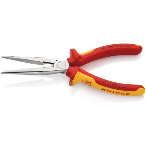  Flachrundzangen mit Schneide (Storchschnabelzangen) KNIPEX 26 16 200 Flachrundzange mit Schneide (Storchschnabelzange) isoliert mit Mehrkomponenten-Hüllen, VDE-geprüft verchromt 200 mm 12380831
