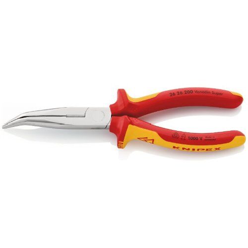  Flachrundzangen mit Schneide (Storchschnabelzangen) KNIPEX 26 26 200 Flachrundzange mit Schneide (Storchschnabelzange) isoliert mit Mehrkomponenten-Hüllen, VDE-geprüft verchromt 200 mm 12380832