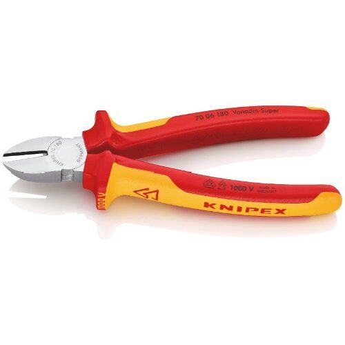 Schneidende Zangen Seitenschneider KNIPEX 70 06 180 Seitenschneider isoliert mit Mehrkomponenten-Hüllen, VDE-geprüft verchromt 180 mm 12380455