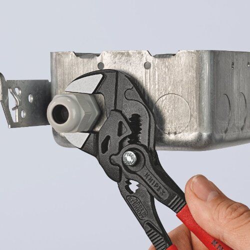  Zangenschlüssel Zange und Schraubenschlüssel in einem Werkzeug KNIPEX 86 01 180 Zangenschlüssel Zange und Schraubenschlüssel in einem Werkzeug mit Kunststoff überzogen schwarz atramentiert 180 mm 12380286
