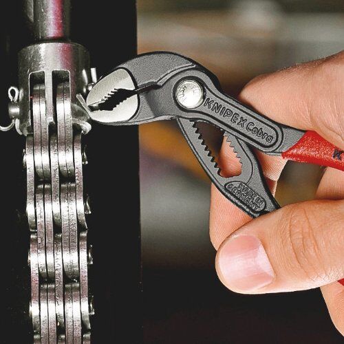  KNIPEX Cobra® Hightech-Wasserpumpenzangen KNIPEX 87 01 125 Cobra® Hightech-Wasserpumpenzange mit rutschhemmendem Kunststoff überzogen grau atramentiert 125 mm 12380279
