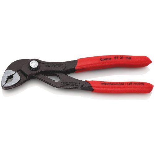  KNIPEX Cobra® Hightech-Wasserpumpenzangen KNIPEX 87 01 150 Cobra® Hightech-Wasserpumpenzange mit rutschhemmendem Kunststoff überzogen grau atramentiert 150 mm 12380276