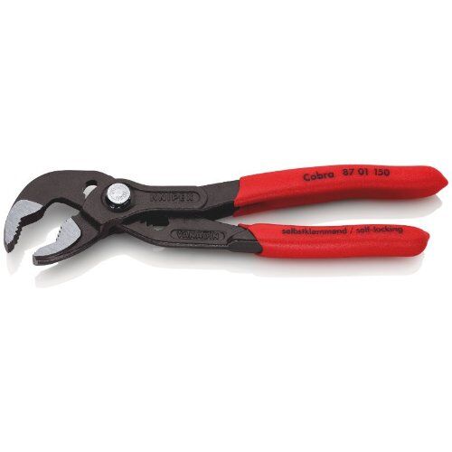  KNIPEX Cobra® Hightech-Wasserpumpenzangen KNIPEX 87 01 150 Cobra® Hightech-Wasserpumpenzange mit rutschhemmendem Kunststoff überzogen grau atramentiert 150 mm 12380276
