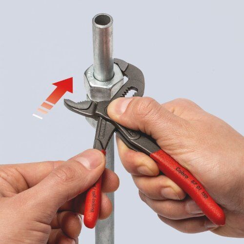  KNIPEX Cobra® Hightech-Wasserpumpenzangen KNIPEX 87 01 150 Cobra® Hightech-Wasserpumpenzange mit rutschhemmendem Kunststoff überzogen grau atramentiert 150 mm 12380276