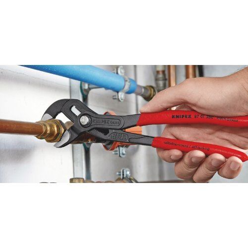  KNIPEX Cobra® Hightech-Wasserpumpenzangen KNIPEX 87 01 250 Cobra® Hightech-Wasserpumpenzange mit rutschhemmendem Kunststoff überzogen grau atramentiert 250 mm 12380275