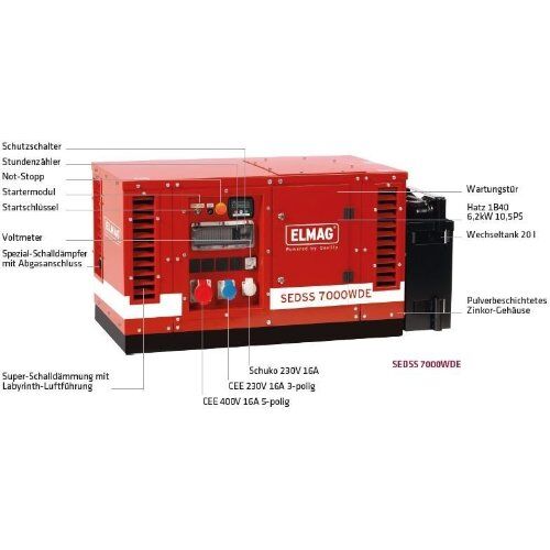  7000 - Best-Seller ELMAG Stromerzeuger SEDSS 7000WDE-AVR-DSE3110 m. HATZ-Motor 1B40 (super-schallgedämmt) 12423809