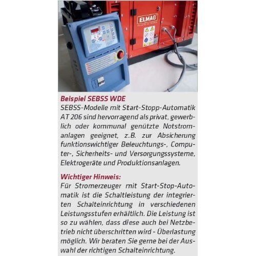  Start-Stopp-Automatik AT 206 für Stromerzeuger von 1-44 kVA ELMAG Start-Stopp-Automatik AT 206 230 Volt, 9 kVA (40A) / 400 Volt, 18kVA (25A) 12423726