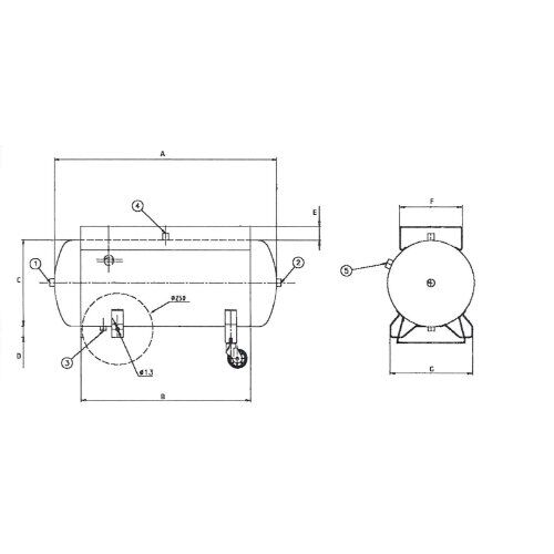 EURO CE Druckluftkessel Liegende Ausführung, 11 Bar Betriebsdruck ELMAG Druckluftkessel liegend, 11 bar EURO L 100 CE, inkl. Konsole f. Motor u. Aggregat 12414319