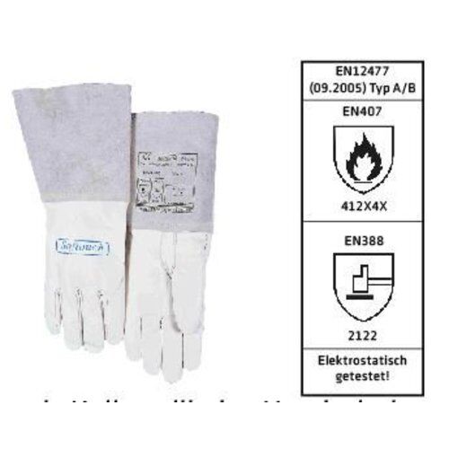  Schweißhandschuhe ELMAG 5-Finger-Schweißerhandschuhe WELDAS 10-1005 S WIG/TIG, Top-Kalbs-Vollleder m. verst. Daumen, Gr. 7,5 12408287