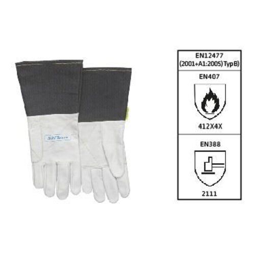  Schweißhandschuhe ELMAG 5-Finger-Schweißerhandschuhe WELDAS 10-1004 S WIG/TIG, Ziegen-Vollleder m. Stuple, flammenh.BW u. verst. Handfl., Gr. 7,5 12408299
