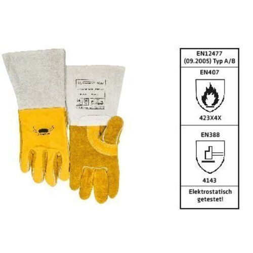 Schweißhandschuhe ELMAG 5-Finger-Schweißerhandschuhe WELDAS 10-2750 XXL MIG/MAG/MMA, Rindnarbenleder, L=36 cm, Gr. 10,5, öl- u. wasserbest. 12408298