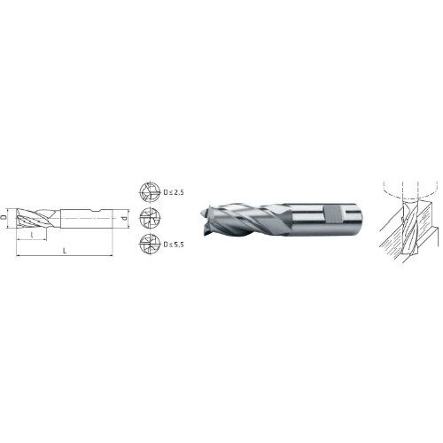  HSS Co8 - Typ N ELMAG HSS Co8-Schaftfräser DIN 844 Ø 5,5mm (kurz) 12415541