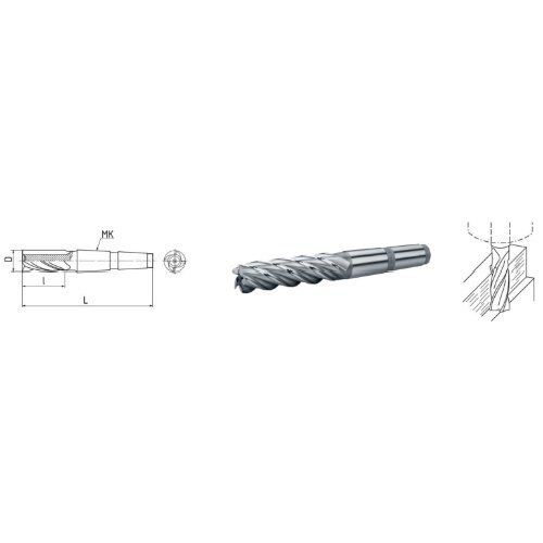  HSS Co5 - Typ N ELMAG HSS Co5-Schaftfräser m. Morsekegel DIN 845 Ø 50,0mm, MK 5 (lang) 12414728