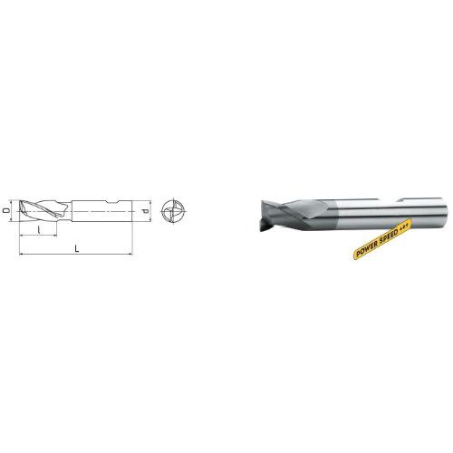  AlTiN VHM - Typ N ELMAG Schaftfräser DIN 6527K, AlTiN, 2 Zähne Ø 12,0mm, (kurz) zentrumsschnitt, 30° 12415940