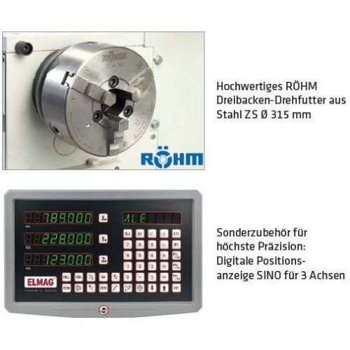  PREMIUM CU 630 RD-Vario ELMAG Universal-Drehmaschine PREMIUM CU 630 RD, Vario Spitzenweite 2000mm, inkl. RÖHM-Drehfutter 12416833