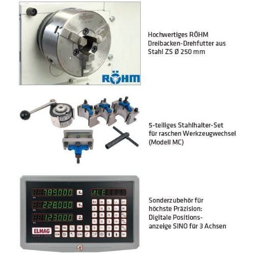  PREMIUM CU 630 ELMAG Universal-Drehmaschine PREMIUM CU 630 Spitzenweite 3000mm, inkl. RÖHM-Drehfutter 12416841