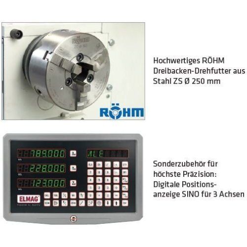  PREMIUM CU 500 RD-Vario ELMAG Universal-Drehmaschine PREMIUM CU 500 RD, Vario Spitzenweite 1500mm, inkl. RÖHM-Drehfutter 12416852