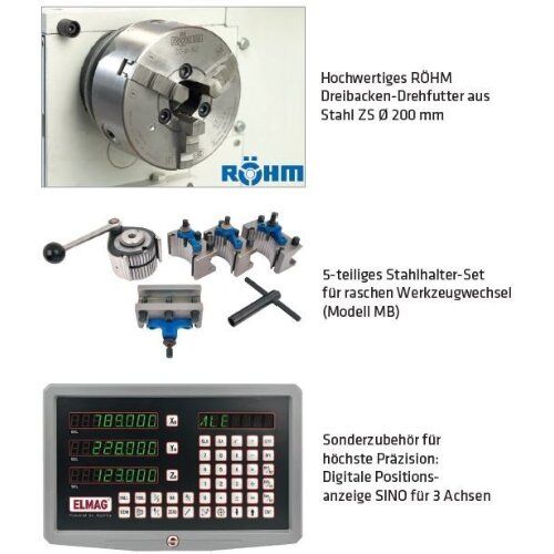 PREMIUM CU 400 ELMAG Universal-Drehmaschine PREMIUM CU 400 Spitzenweite 1500mm, inkl. RÖHM-Drehfutter 12416850