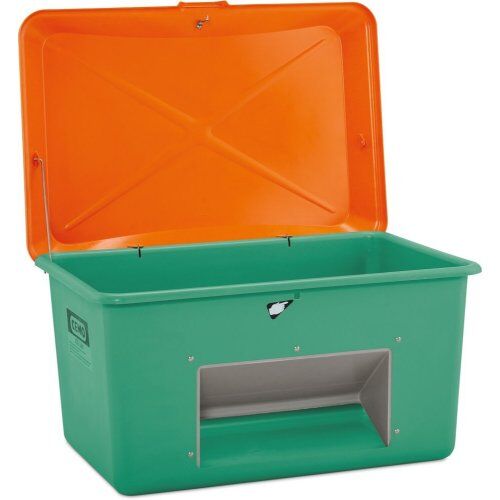  505 - Streugutbehälter Cemo Streugutbehälter PLUS3 400 l m. Entnahme m. Entnahme, grün/orange 12384962