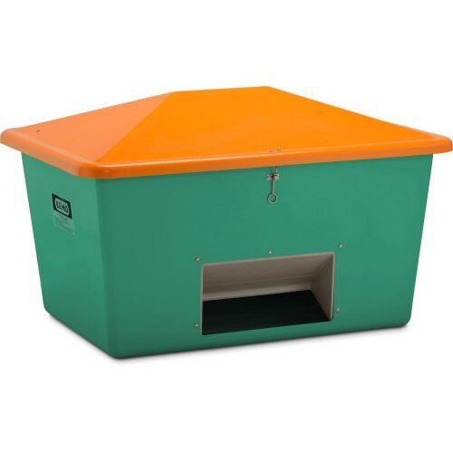  505 - Streugutbehälter Cemo Streugutbehälter 1100 l m. Entnahme, grün/orange 12385002