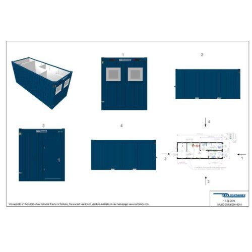  Büro- /Mannschaftscontainer mit Sanitärabteil Containex 20' KOMBI - CONTAINER - blau 1238755