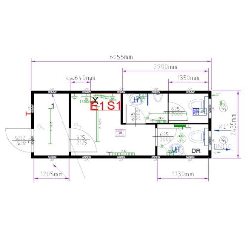  Büro- /Mannschaftscontainer mit Sanitärabteil Containex 20' KOMBI - CONTAINER - blau 1238755