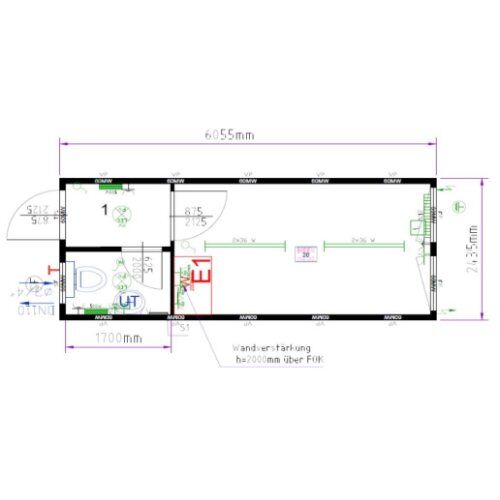  Büro- /Mannschaftscontainer mit Sanitärabteil Containex 20' BÜRO- /MANNSCHAFTSCONTAINER mit Toilette - weiß 1238758