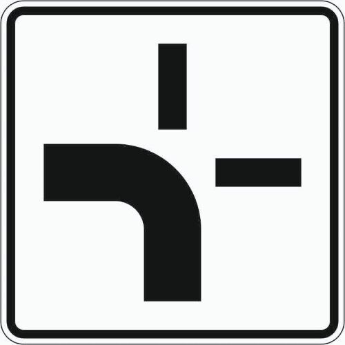  Zusatzzeichen Verkehrszeichen 1002-10 Verlauf d. Vorfahrtstraße an Kreuzungen, von unten nach links 420x420mm, Alu 2mm, RA3 12357570