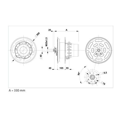  Serie 1400, 400 Volt ELMAG Autom. Kabelaufroller ZECA 1442 RNF, 12+2 m, 5x2,5 mm², IP 65 (ohne Zuleitung, Stecker u. Kuppl.) 12412179