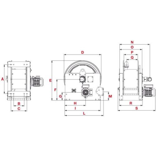  Elektrischer Antrieb ELMAG INDUSTRIE Schlauchaufroller Serie 700 / L 690 Elektrischer Antrieb 230V, f. Luft, Wasser, Diesel, 20 bar 12411984