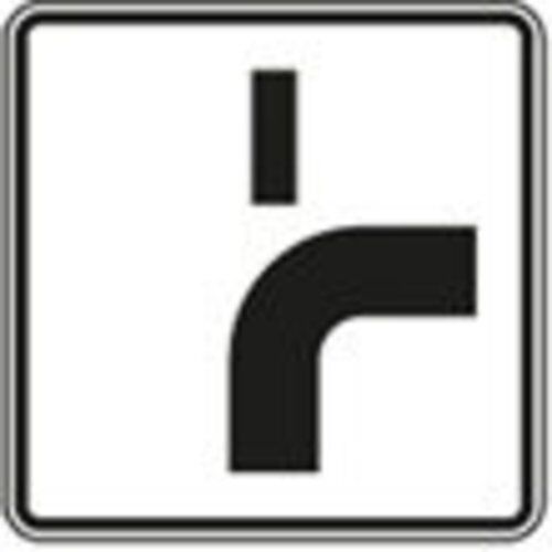 Zusatzzeichen Verkehrszeichen 1002-22 Verlauf d.Vorfahrtstraße an Einmündungen, v. unten n.rechts, Einmündung v. oben 420x420 mm, Alu 2mm, RA2 12357564