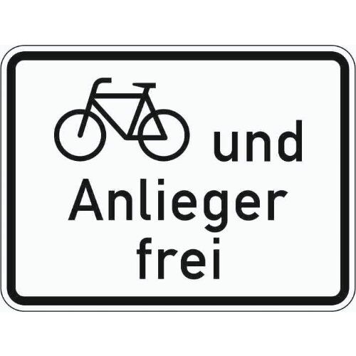  Zusatzzeichen Verkehrszeichen 1020-12 Radfahrer u.Anlieger frei 315x420 mm, Alu 2 mm, RA3 12357671