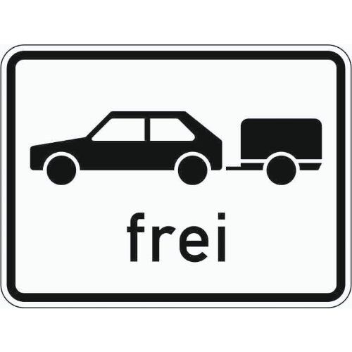  Zusatzzeichen Verkehrszeichen 1024-11 Personenkraftwagen m. Anhänger frei 562x750 mm, Alu 2 mm, RA2 12357834
