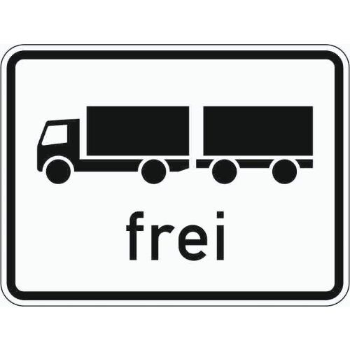  Zusatzzeichen Verkehrszeichen 1024-13 Lastkraftwagen m. Anhänger frei 450x600 mm, Alu 2 mm, RA3 12357832