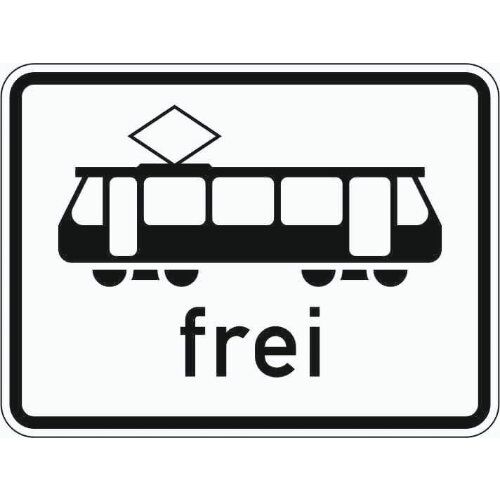  Zusatzzeichen Verkehrszeichen 1024-16 Straßenbahn frei 315x420 mm, Alu 2 mm, RA3 12358522