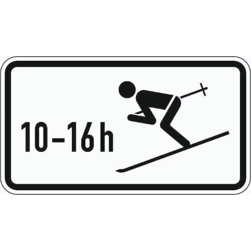  Zusatzzeichen Verkehrszeichen 1040-10 Wintersport erlaubt, zeitl. beschränkt (10-16h) 330x600 mm, Alu 2 mm, RA2 12357458