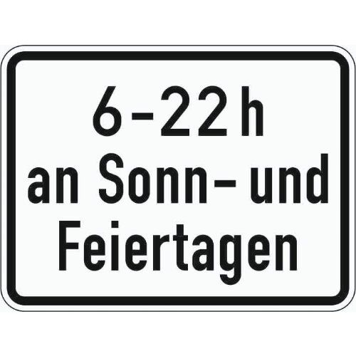  Zusatzzeichen Verkehrszeichen 1042-35 6-22h an Sonn- u.Feiertagen 450x600 mm, Alu 2 mm, RA2 12357622