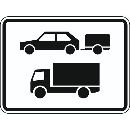  Zusatzzeichen Verkehrszeichen 1048-20 Nur Personenkraftwagen m. Anhänger u. Kraftfahrzeuge m. einer zul. Gesamtmasse über 3,5t, 450x600 mm, Alu 2 mm, RA2 12357610