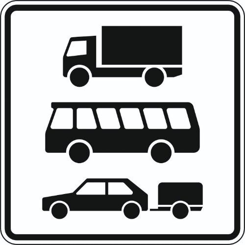  Zusatzzeichen Verkehrszeichen 1049-13 Nur LKW, Kraftomnibusse und PKW mit Anhänger 420x420 mm, Alu 2 mm, RA2 12357608
