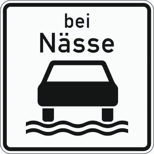  Zusatzzeichen Verkehrszeichen 1053-35 bei Nässe 600x600 mm, Alu 3 mm, RA2 12357770