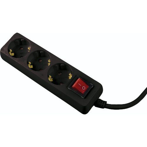  Steckdosenleisten as-Schwabe Steckdosenleiste 3-fach, 2m, schwarz, H05VV-F 3G1,5, mit Flachstecker u. Schalter 12362495