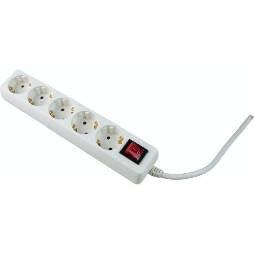  Steckdosenleisten as-Schwabe Steckdosenleiste 5-fach, 2m, weiß, H05VV-F 3G1,5, mit Flachstecker u. Schalter 12362496