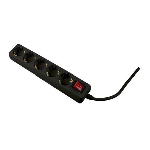  Steckdosenleisten as-Schwabe Steckdosenleiste 5-fach, 2m, schwarz, H05VV-F 3G1,5, mit Flachstecker u. Schalter 12362497