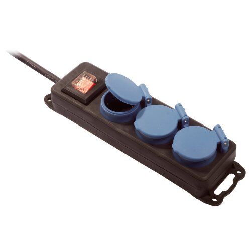  Mehrfach-Verteiler m.Verlänger as-Schwabe 3-fach Verteilersteckdosenleiste 1,5m, H07RN-F 3G1,5, schwarz/blau, IP44 12361896